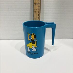 Vintage Snow White Blue Plastic Mug with Handle